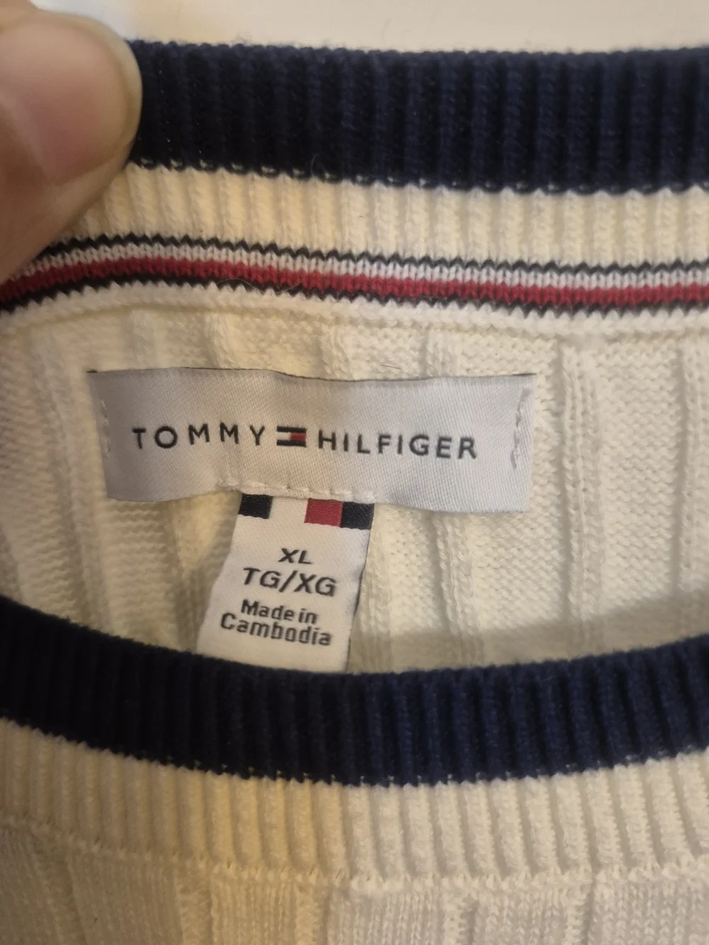 Tommy Hilfiger Womens Cream Cable-Knit Crewneck Sweater